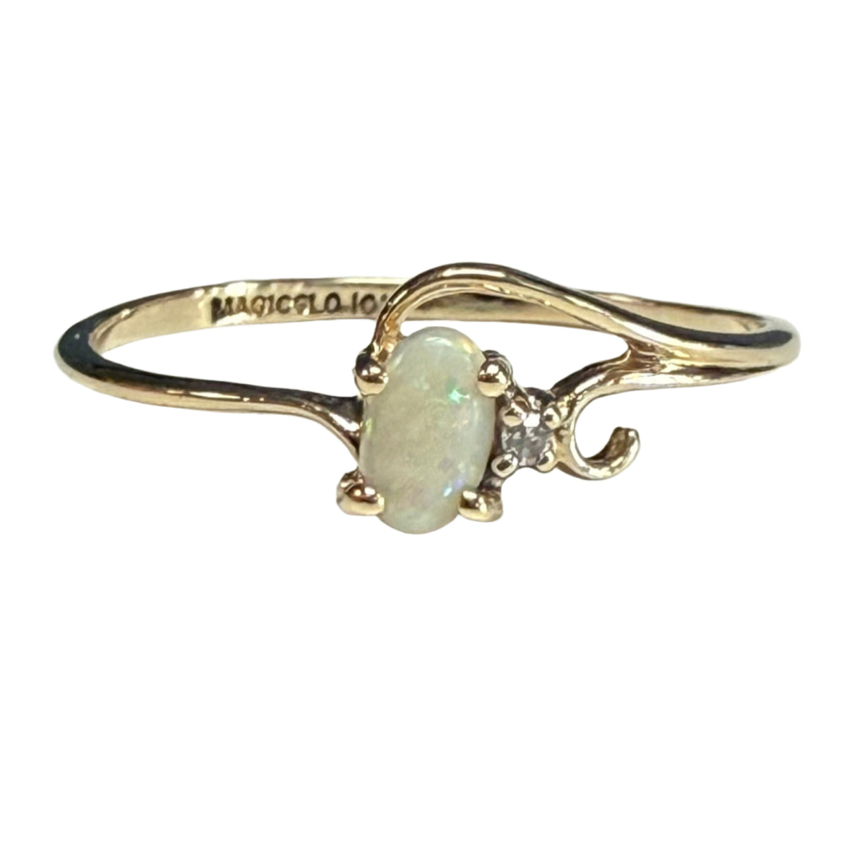 10k Gold Opal & Diamond Ring