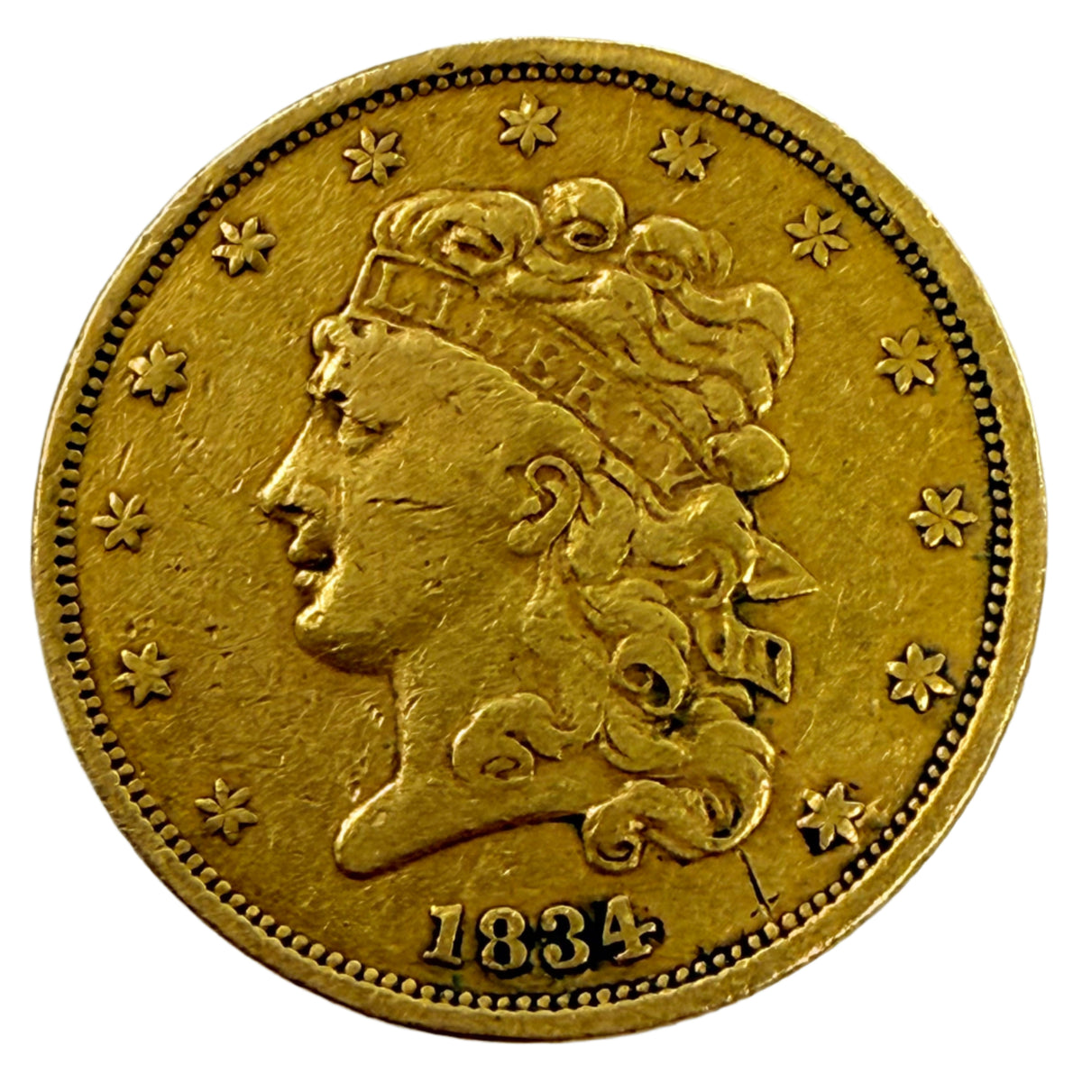 1834 Plain 4 $5 Gold Classic Head Half Eagle (VF)
