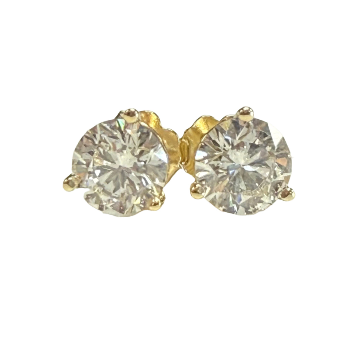 14k Gold 2 Carat Diamond Stud Earrings