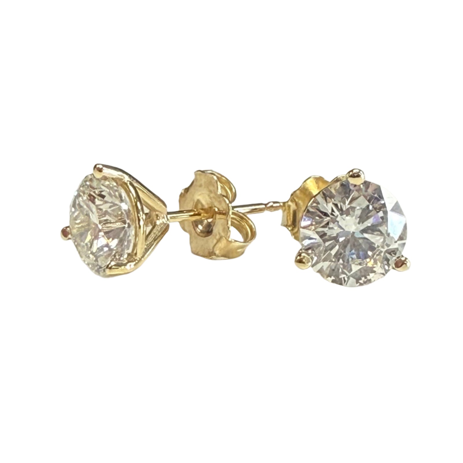 14k Gold 2 Carat Diamond Stud Earrings