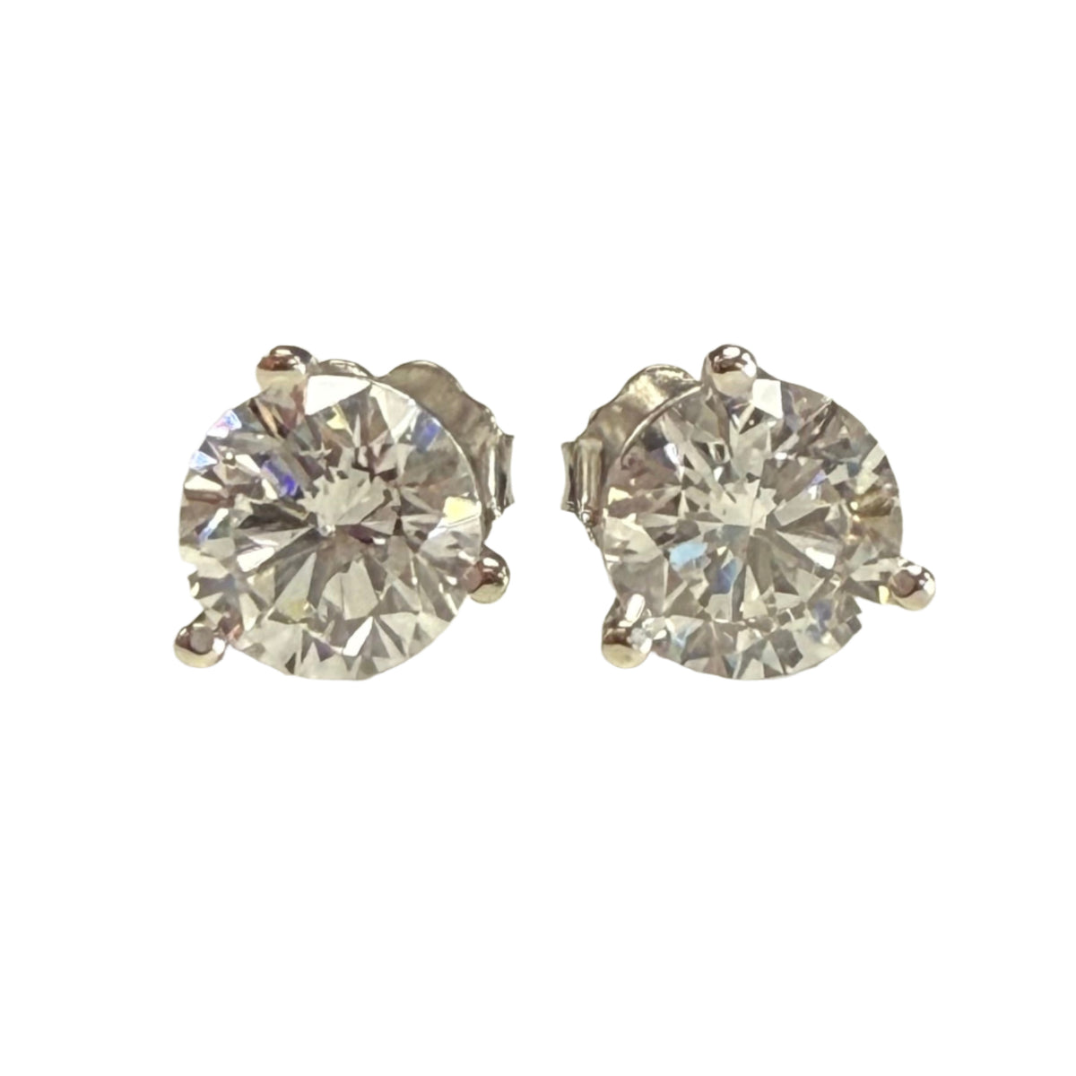 14k White Gold 2 Carat Diamond Stud Earrings