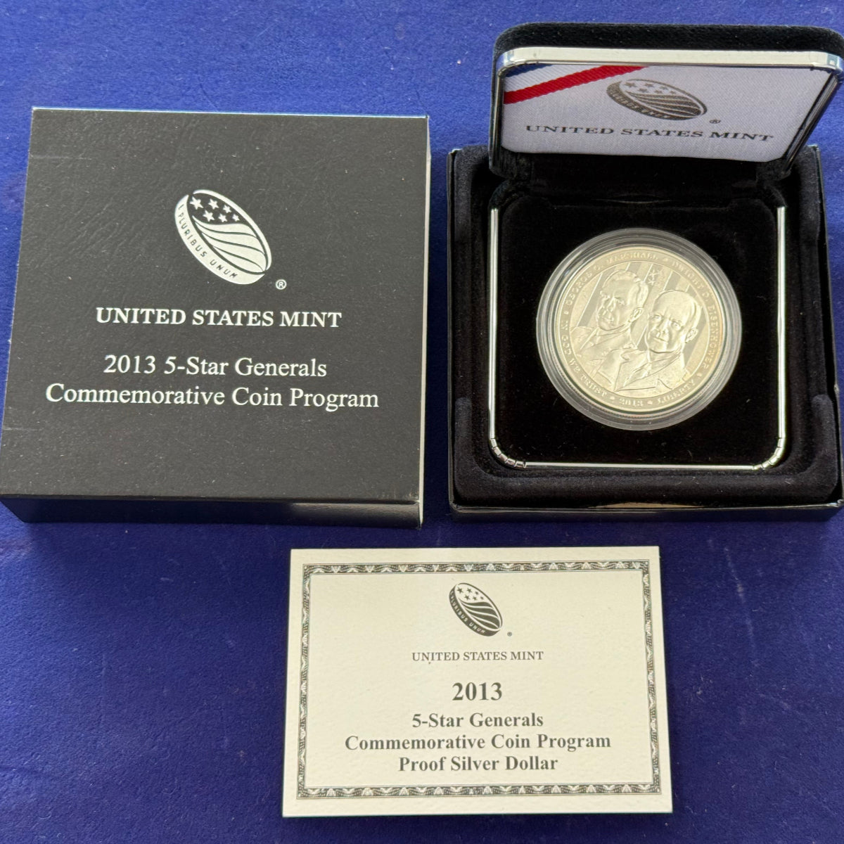 2013-P 5 Star Generals $1 Silver Commemorative Proof (With Box & CoA)