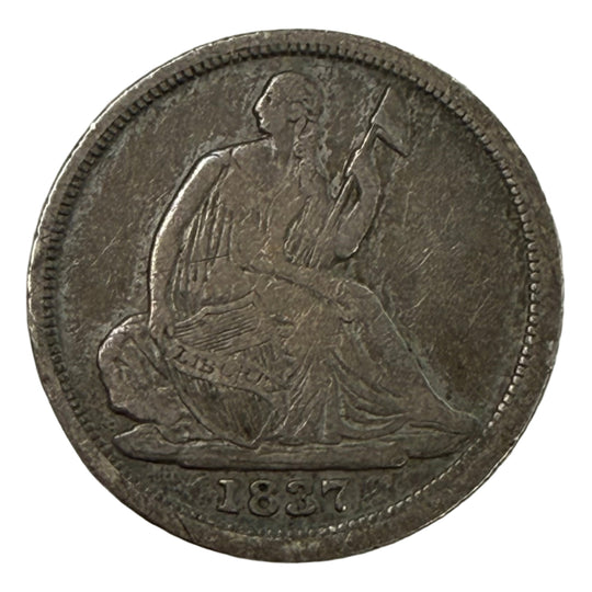 1837 No Stars Small Date Seated Liberty Half Dime (VF)