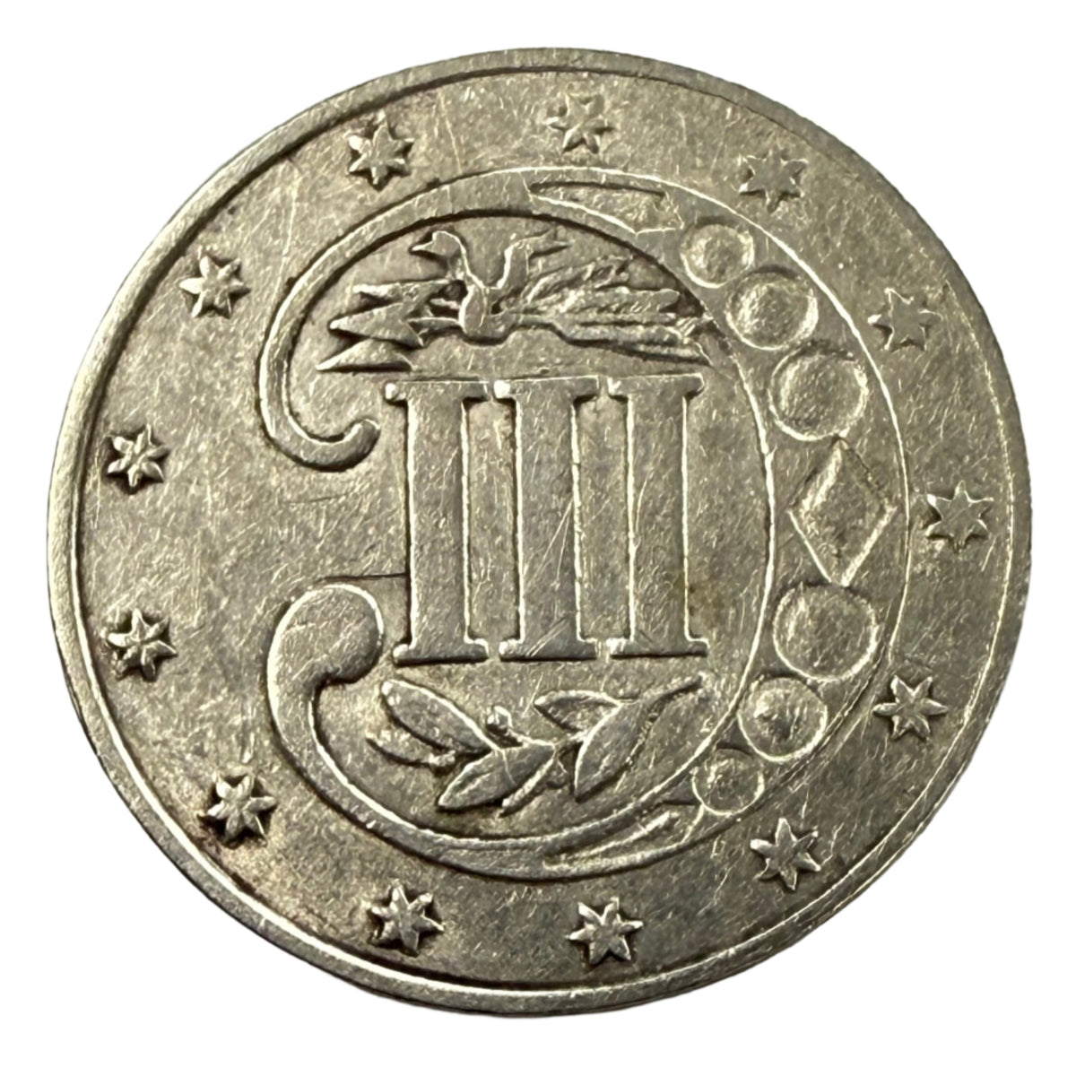 1861 Three Cent Silver (AU Details)