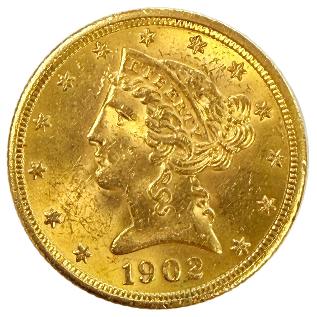 1902-S $5 Liberty Gold Half Eagle (BU)