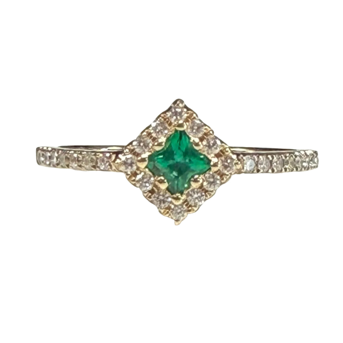 14k Gold Emerald & Diamond Ring