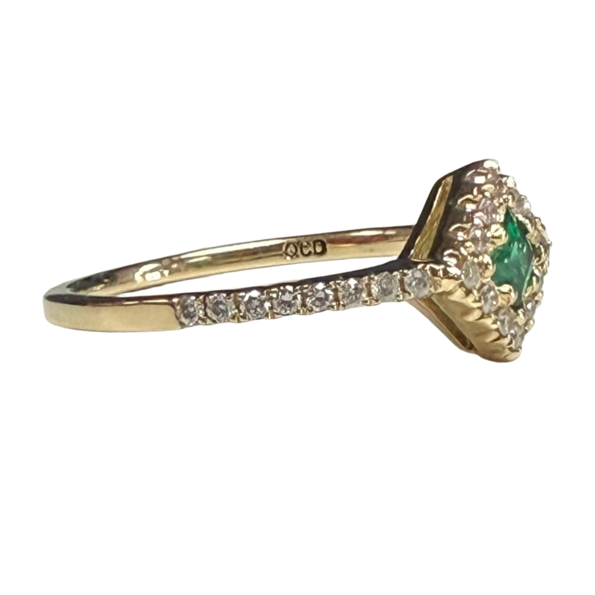 14k Gold Emerald & Diamond Ring