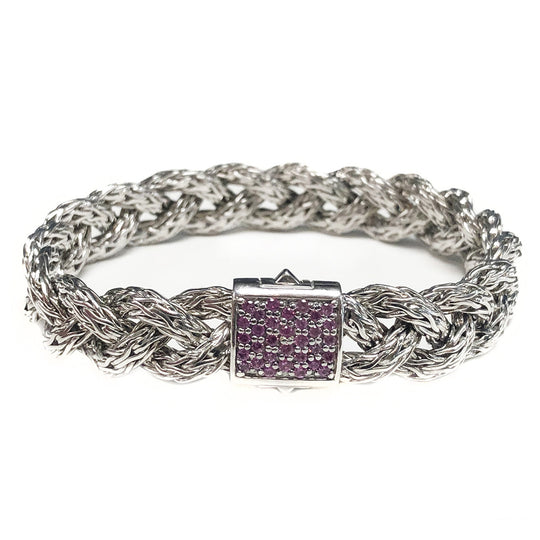 John Hardy Pink Sapphire & Silver Braided Bracelet