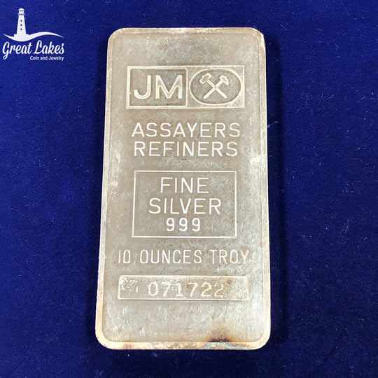 Johnson Matthey 10 oz Silver Bar (Unsealed)
