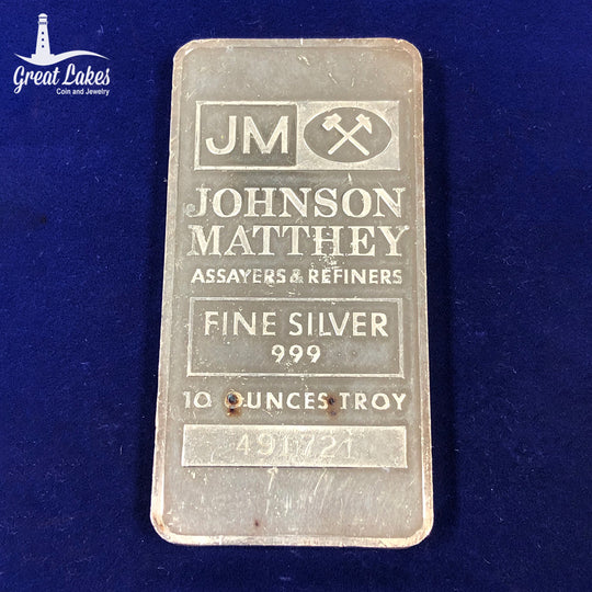 Johnson Matthey 10 oz Silver Bar (Unsealed)