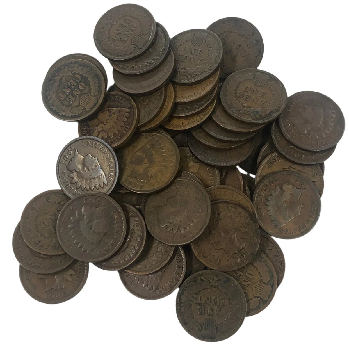 Lot of 50 Indian Head Cents (Good / Better)