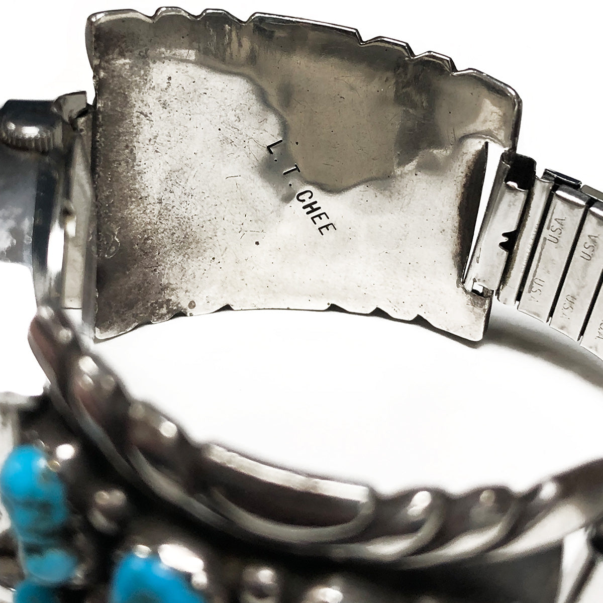 Native American Silver &amp; Turquoise Watch Band