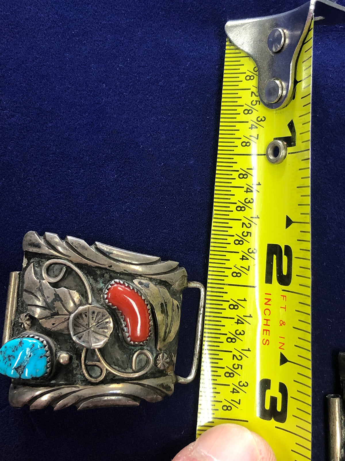 Navajo Silver Turquoise &amp; Coral Watch Tips