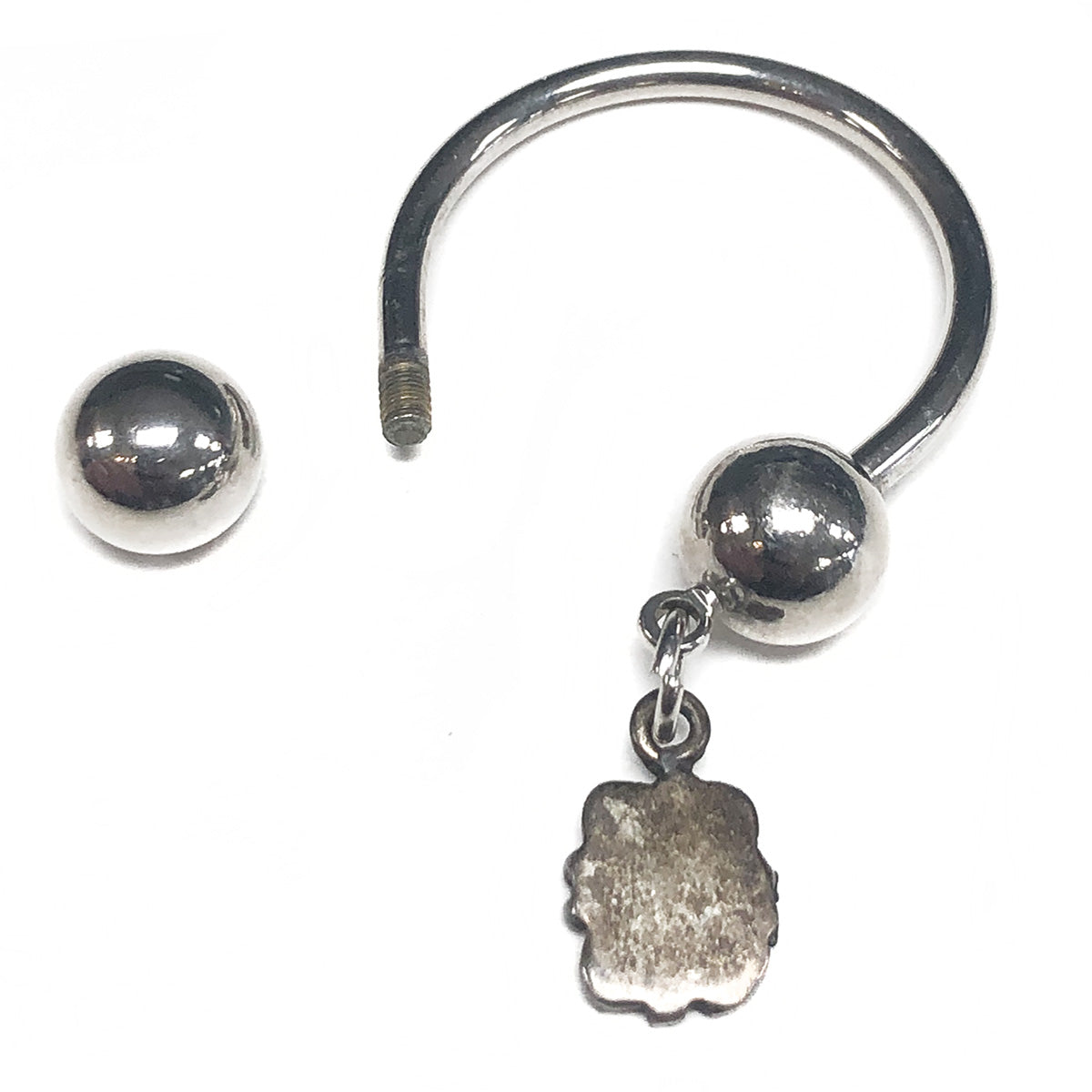 Stainless Steel Key Ring with Silver Turquoise Dangle