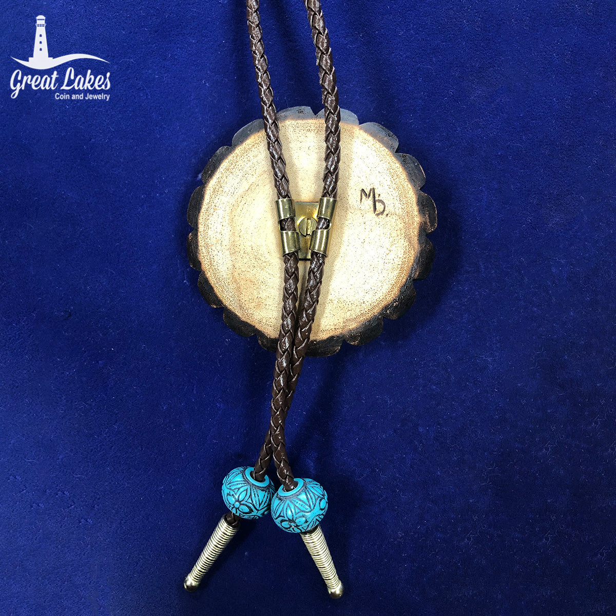 Native American Handmade Painted Wooden Bolo Tie