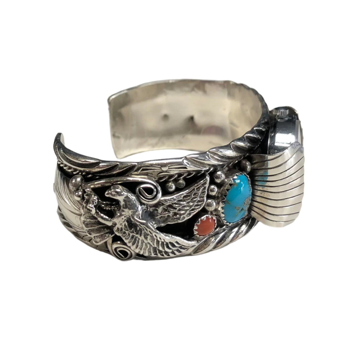 Native American Silver & Turquoise Watch Cuff