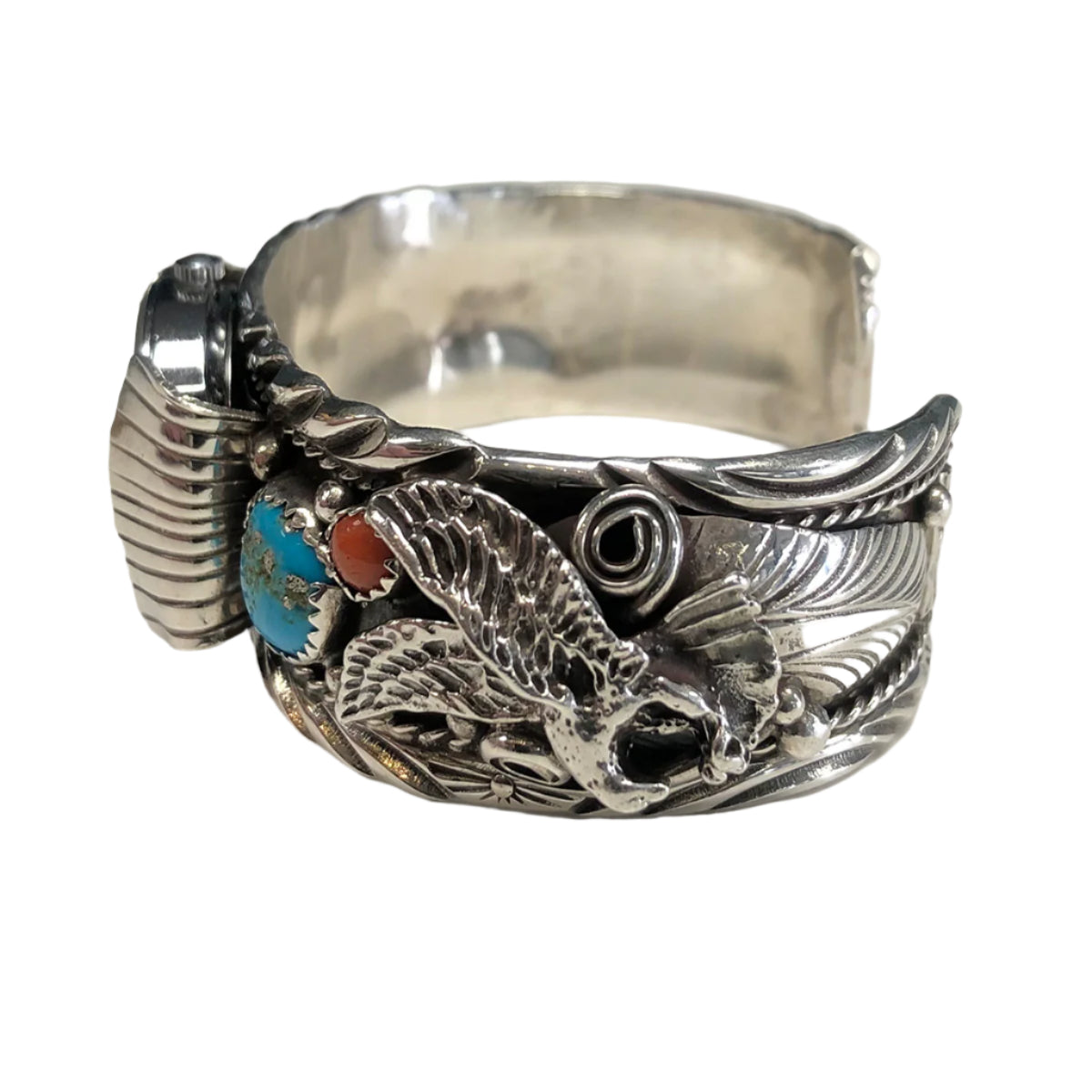 Native American Silver & Turquoise Watch Cuff