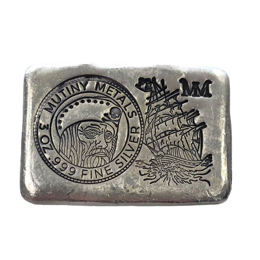 Mutiny Metals 3 oz Silver Pirate Ship Bar - Great Lakes Coin