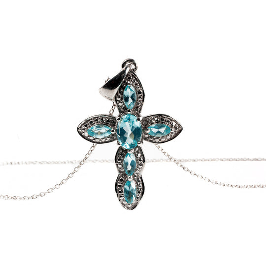 Silver & Cubic Zirconia Cross Necklace