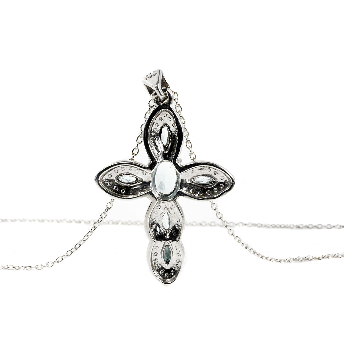 Silver &amp; Cubic Zirconia Cross Necklace