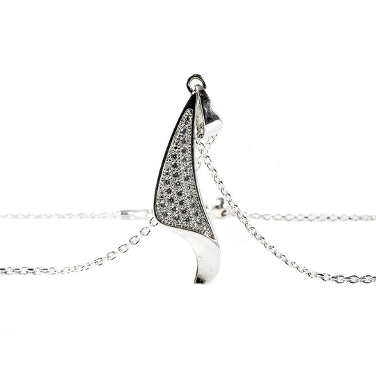 Silver & Cubic Zirconia Wave Necklace