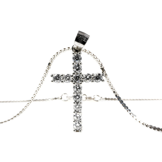 Silver & Cubic Zirconia Cross Necklace