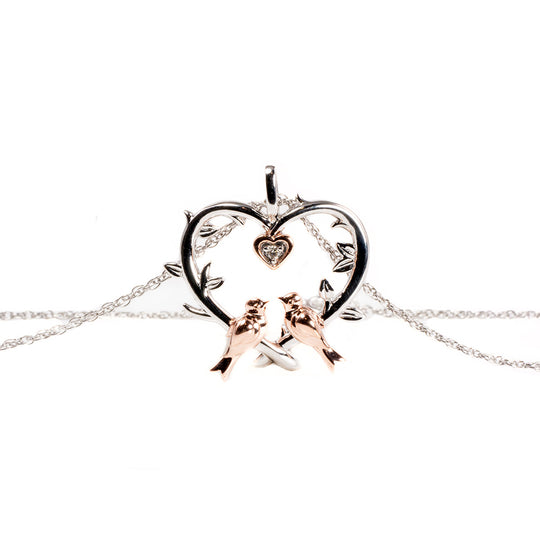 Silver & Rose Gold Plated Heart Necklace