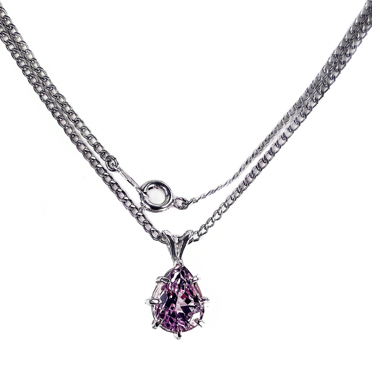 Silver & Pink Cubic Zirconia Necklace