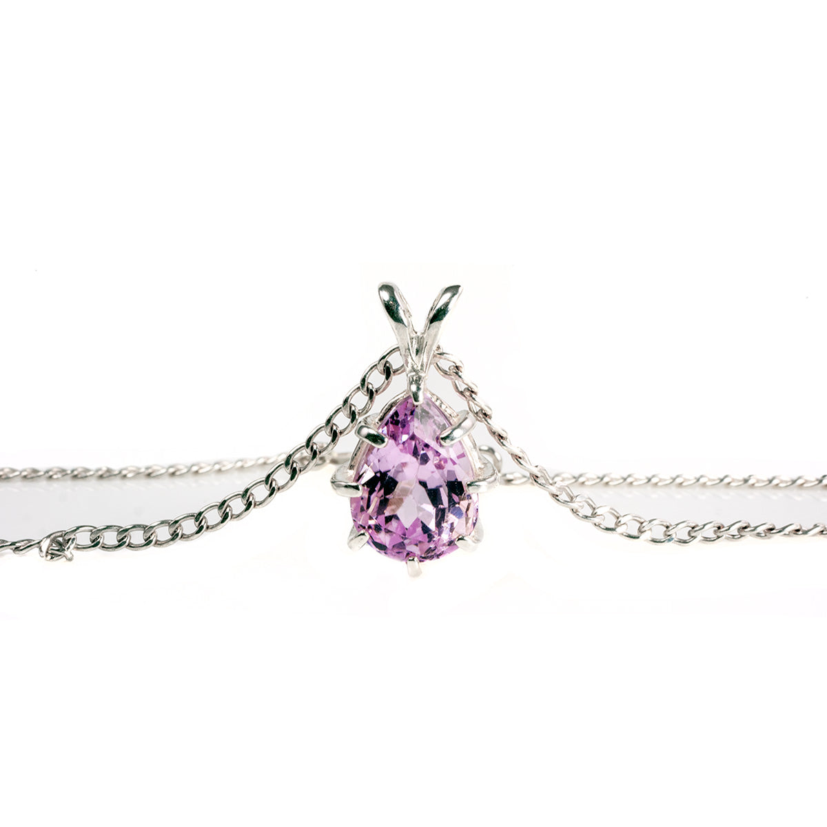 Silver & Pink Cubic Zirconia Necklace