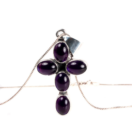 Silver & Glass Cross Necklace