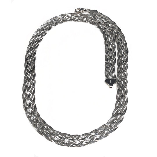 Braided Silver Herringbone Necklace
