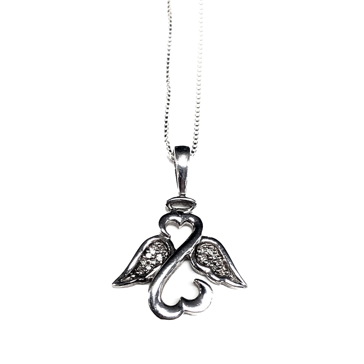 Silver &amp; Diamond Eternity Heart Necklace