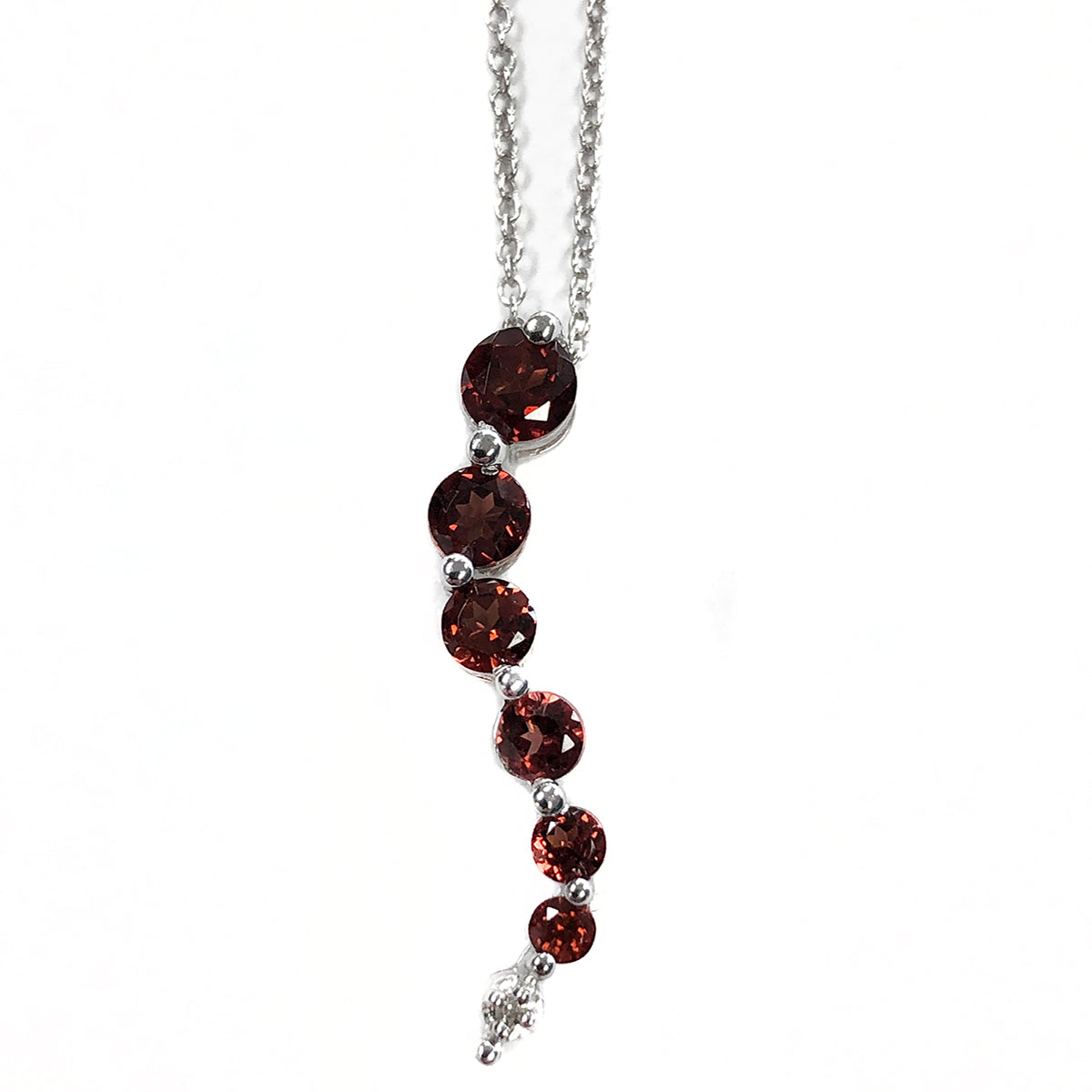 Silver Garnet &amp; Diamond Necklace