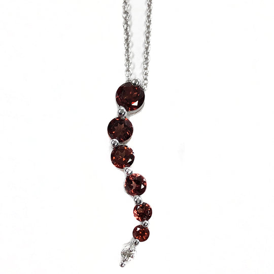 Silver Garnet & Diamond Necklace