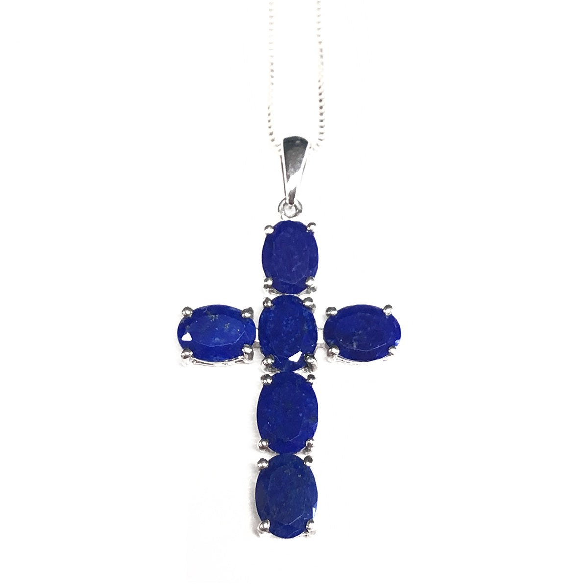 Silver & Lapis Cross Necklace