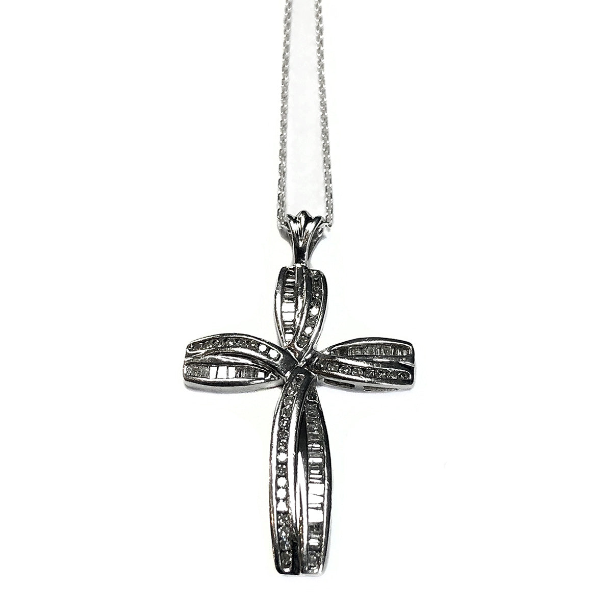 Silver &amp; Diamond Cross Necklace