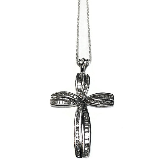 Silver & Diamond Cross Necklace