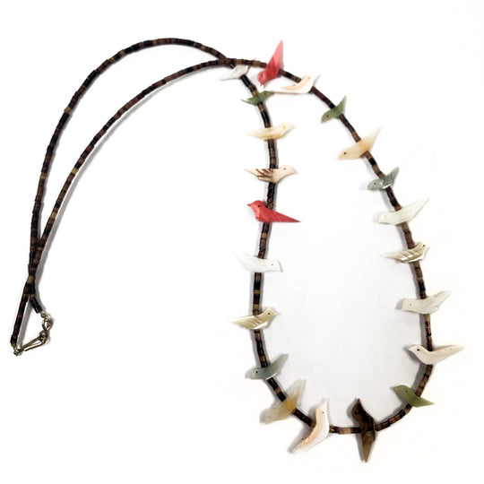 Vintage Zuni Multi Gemstone Bird Fetish Necklace