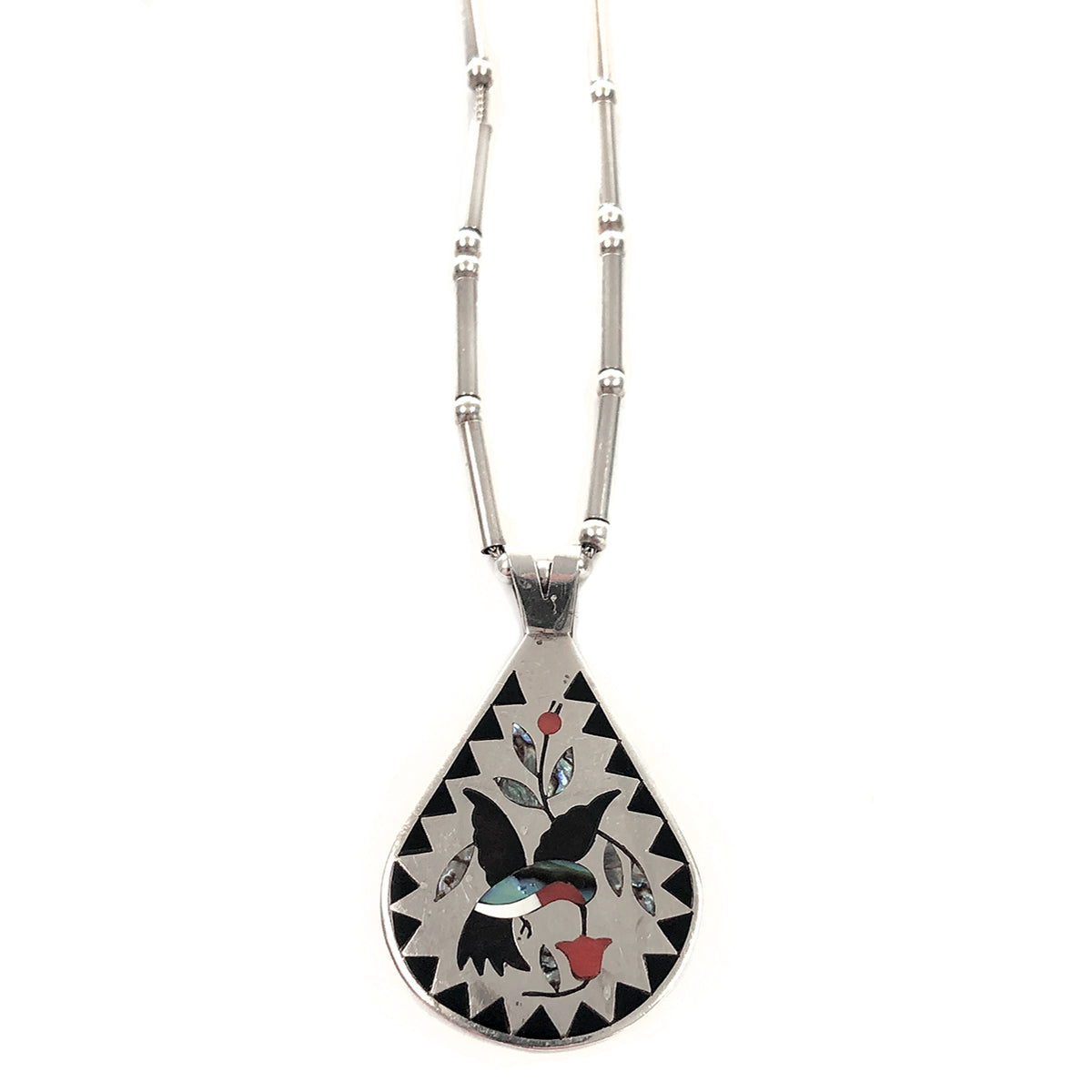 Dennis & Nancy Edaakie Silver Hummingbird Bird Necklace
