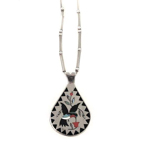 Dennis & Nancy Edaakie Silver Hummingbird Bird Necklace