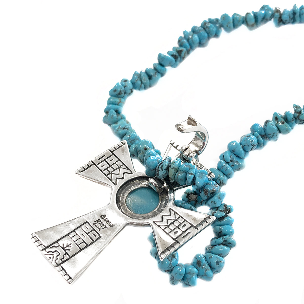 Roderick Tenorio &amp; Carolyn Pollack RMT Silver and Turquoise Cross Necklace