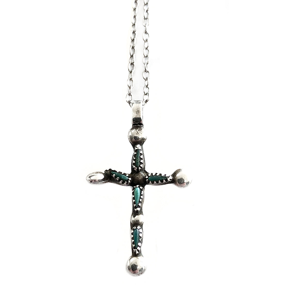 Vintage Southwestern Sterling Silver Turquoise Cross Pendant -  Yourgreatfinds
