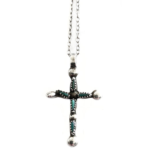 Silver & Turquoise Cross Necklace