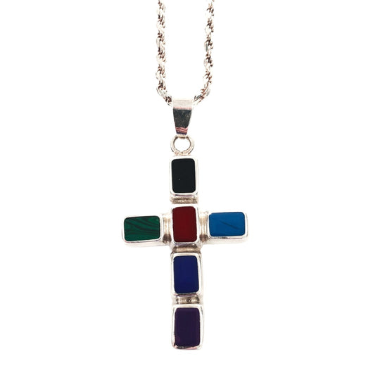 Reversible Silver Cross Necklace