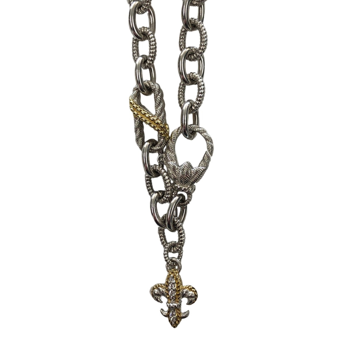 Judith Ripka Fleur de Lis Cable Link Necklace