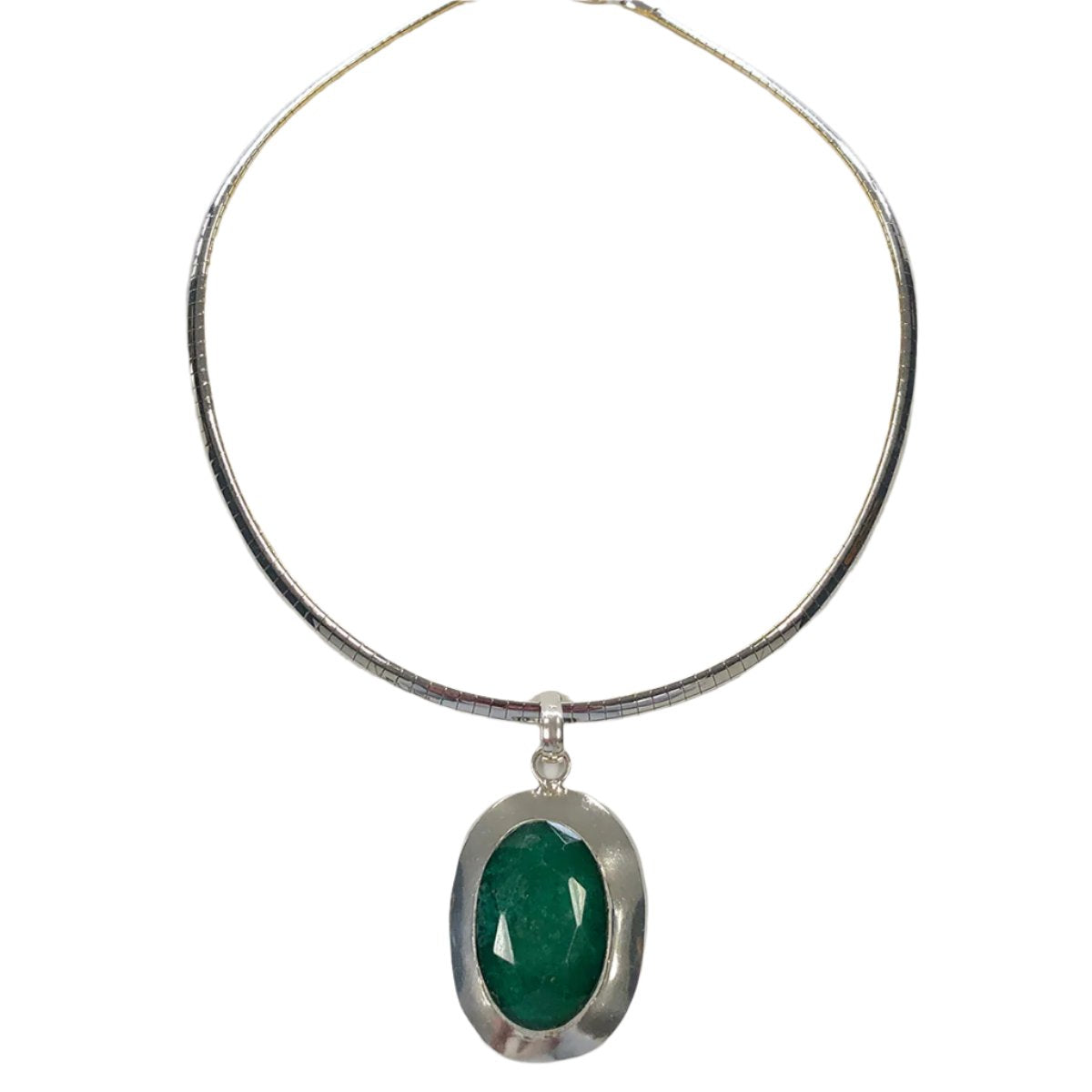 Duo Tone Silver &amp; Emerald Necklace