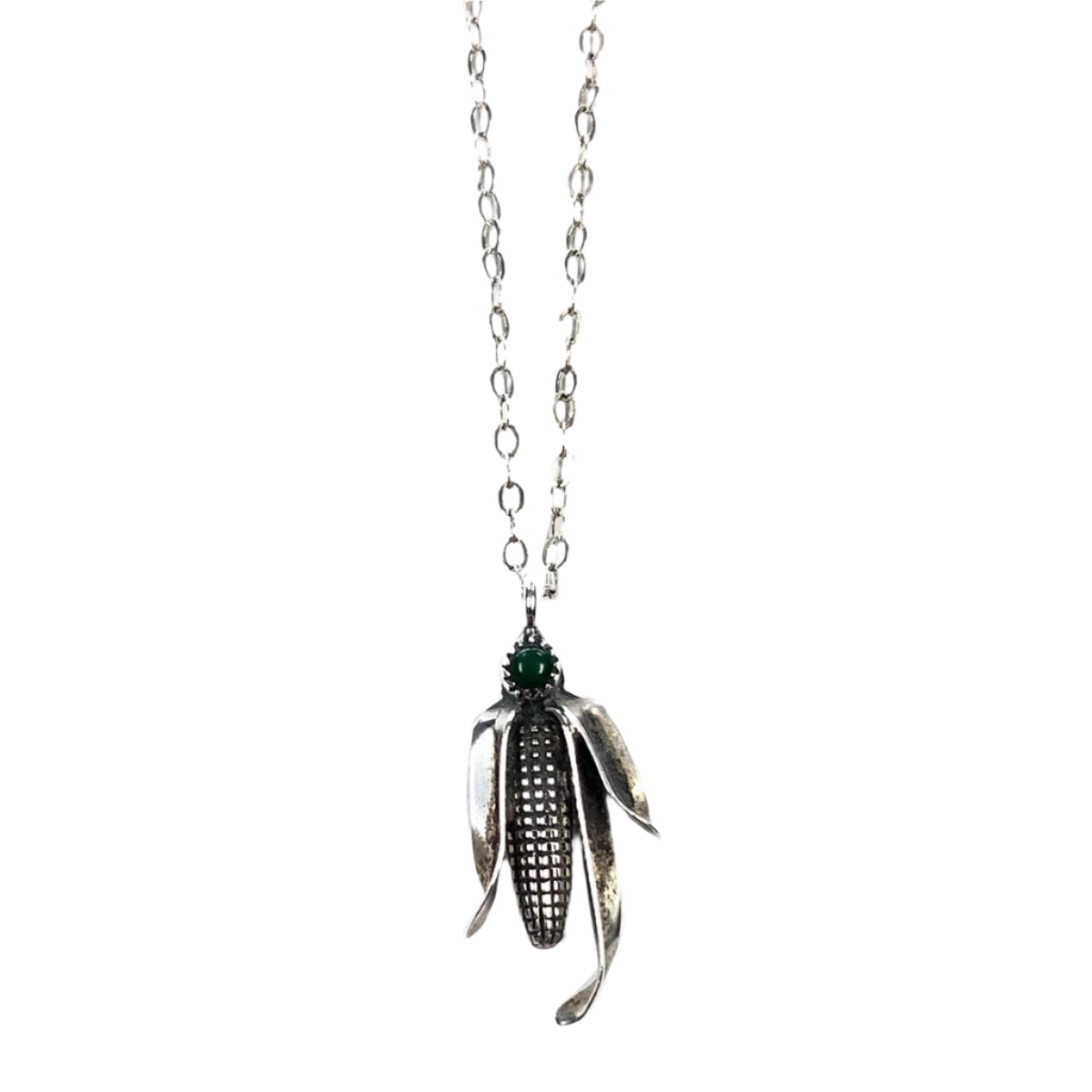 Silver &amp; Jade Corn Necklace