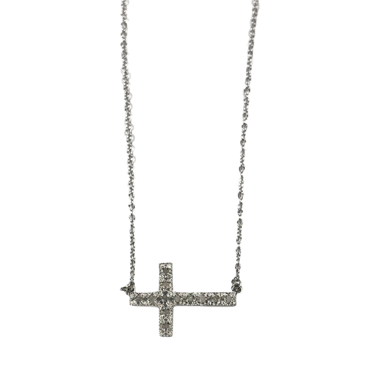 Silver &amp; Diamond Cross Necklace