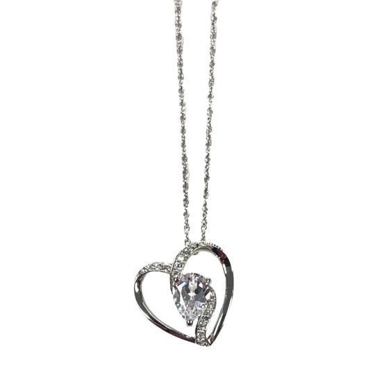 Silver & Cubic Zirconia Heart Necklace
