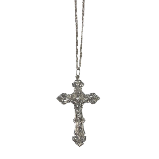 Ornate Silver Cross Necklace
